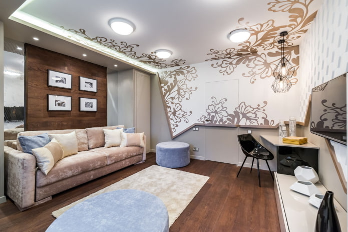 Floating ceiling with white lighting
