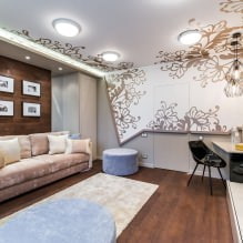 Stretch ceilings in the living room: types, design, lighting, 60 photos in the interior-0