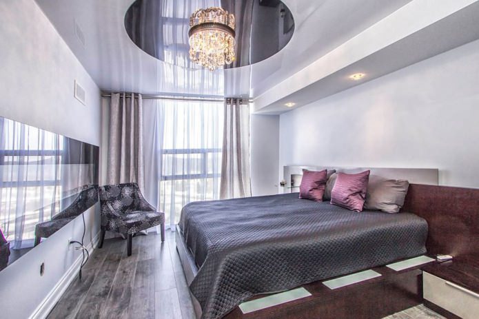 two-level stretch ceiling in the bedroom