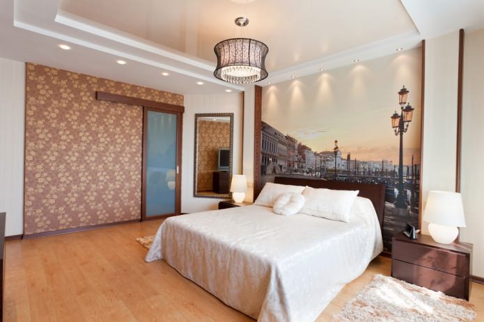 photo wallpaper on the wall in the bedroom