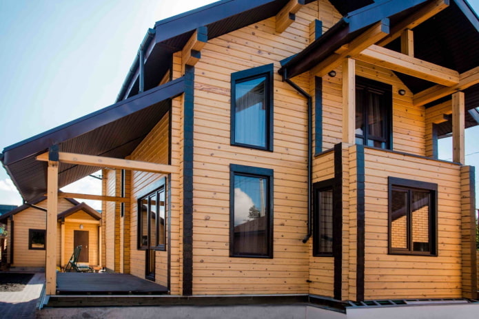 wooden facade of the house