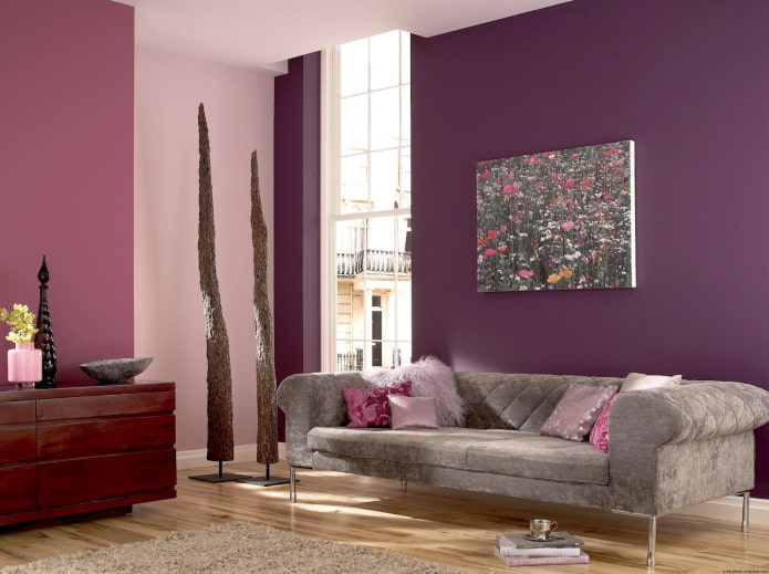 living room in cherry tones