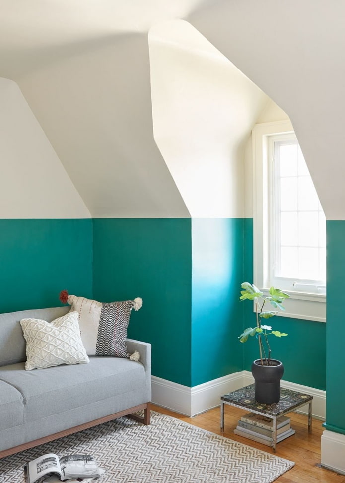 green bottom in the attic room
