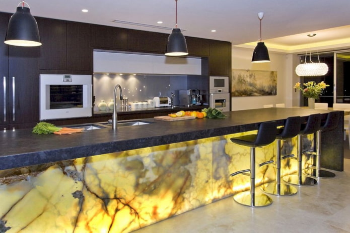 Backlighting of a stone counter
