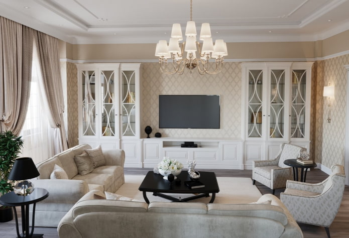 color scheme of the interior in the neoclassical style
