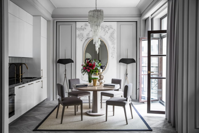 color scheme of the interior in the neoclassical style