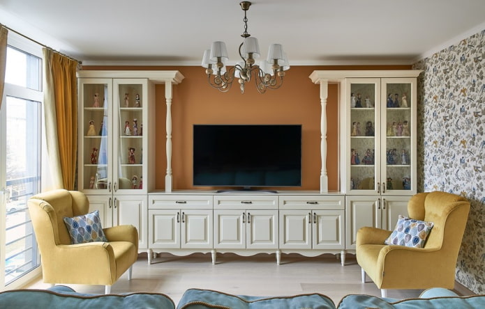furniture in the interior in the neoclassical style