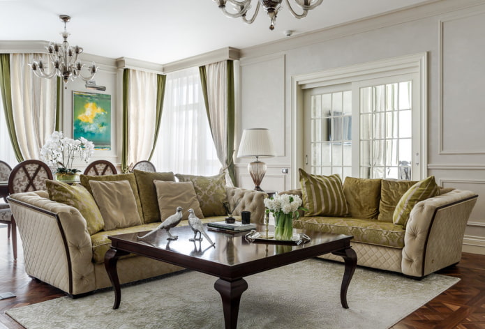 interior decoration in neoclassical style
