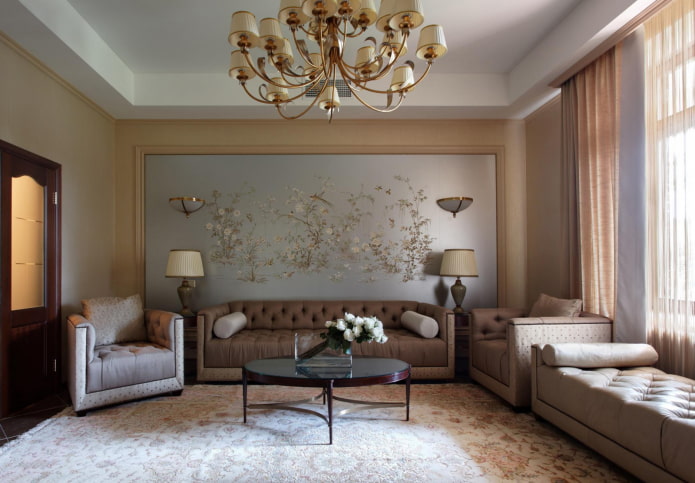 wall decoration in the interior in the neoclassical style