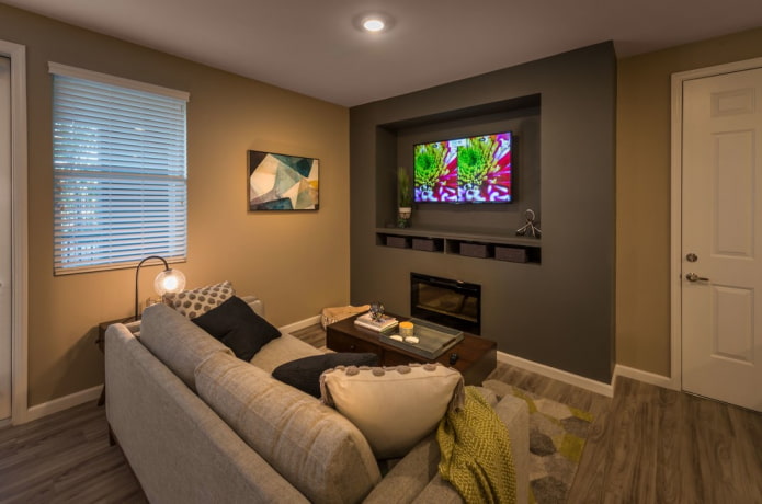 TV in a niche in the wall in the interior