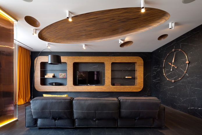 TV in a niche in the interior in a modern style