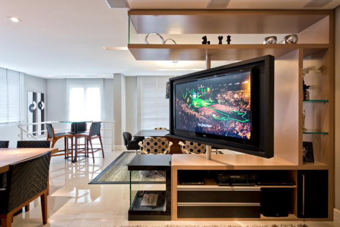 TV in a rotating niche in the interior