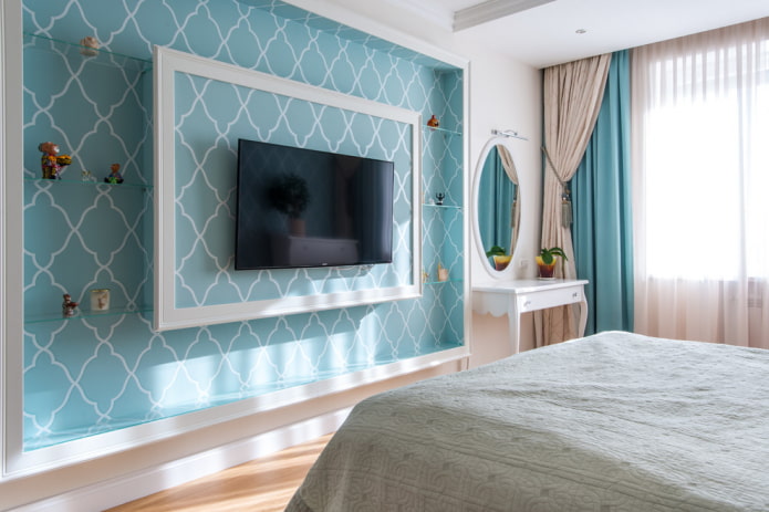 niche with wallpaper in the bedroom interior