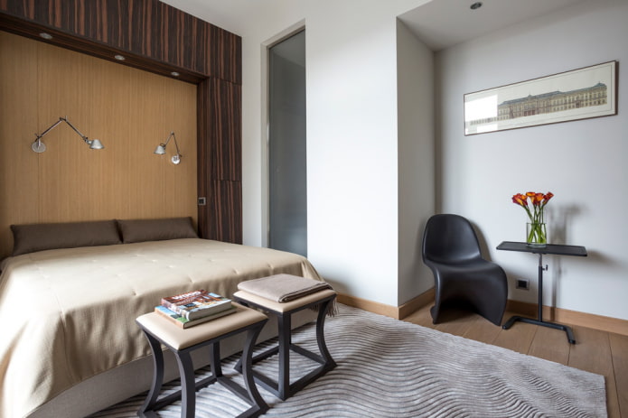 wall with a niche in the bedroom interior