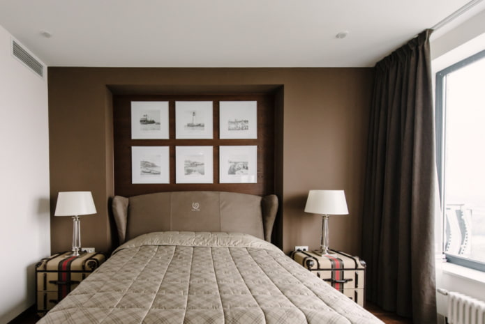 wall with a niche in the bedroom interior