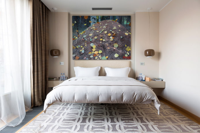 niche with a painting in the bedroom interior