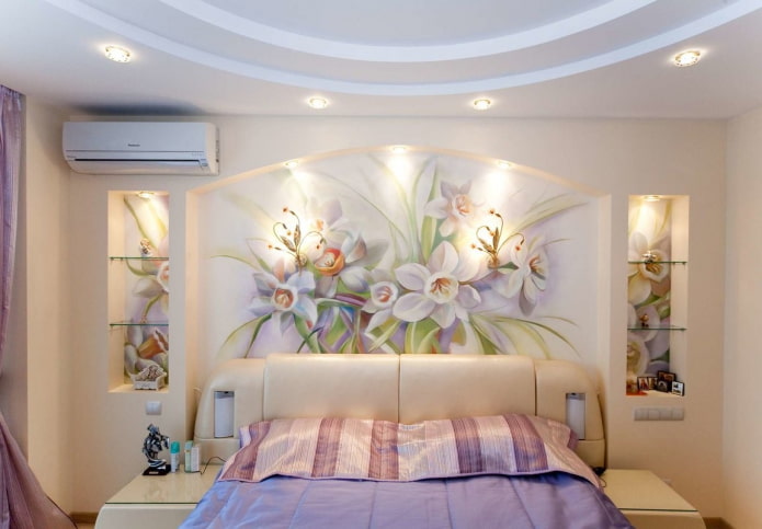 niche with painting in the bedroom interior