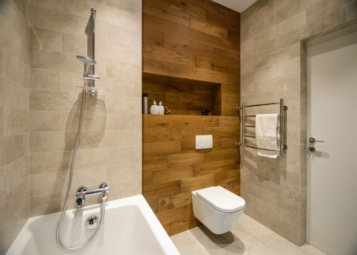 niche behind the toilet in the bathroom interior