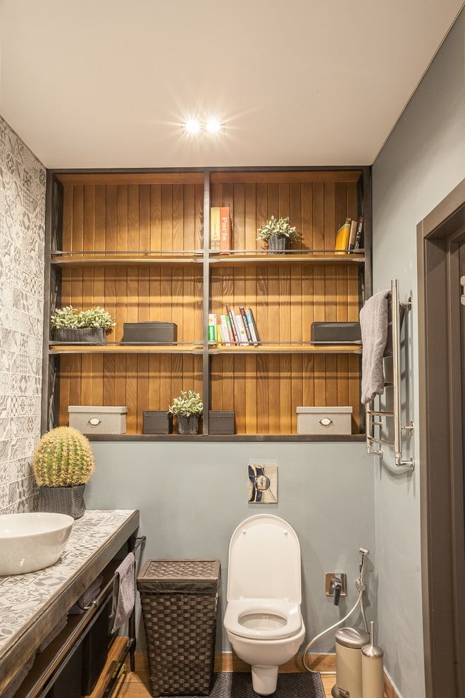 niches in the wall in the bathroom interior