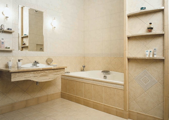 niche with a bathtub in the bathroom interior