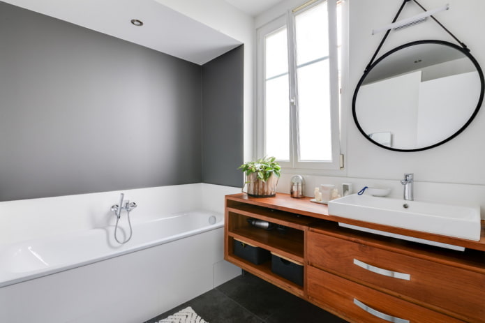 niche with bathtub in the bathroom interior