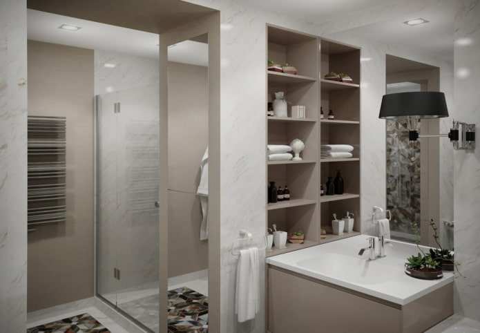 niche near the sink in the bathroom interior