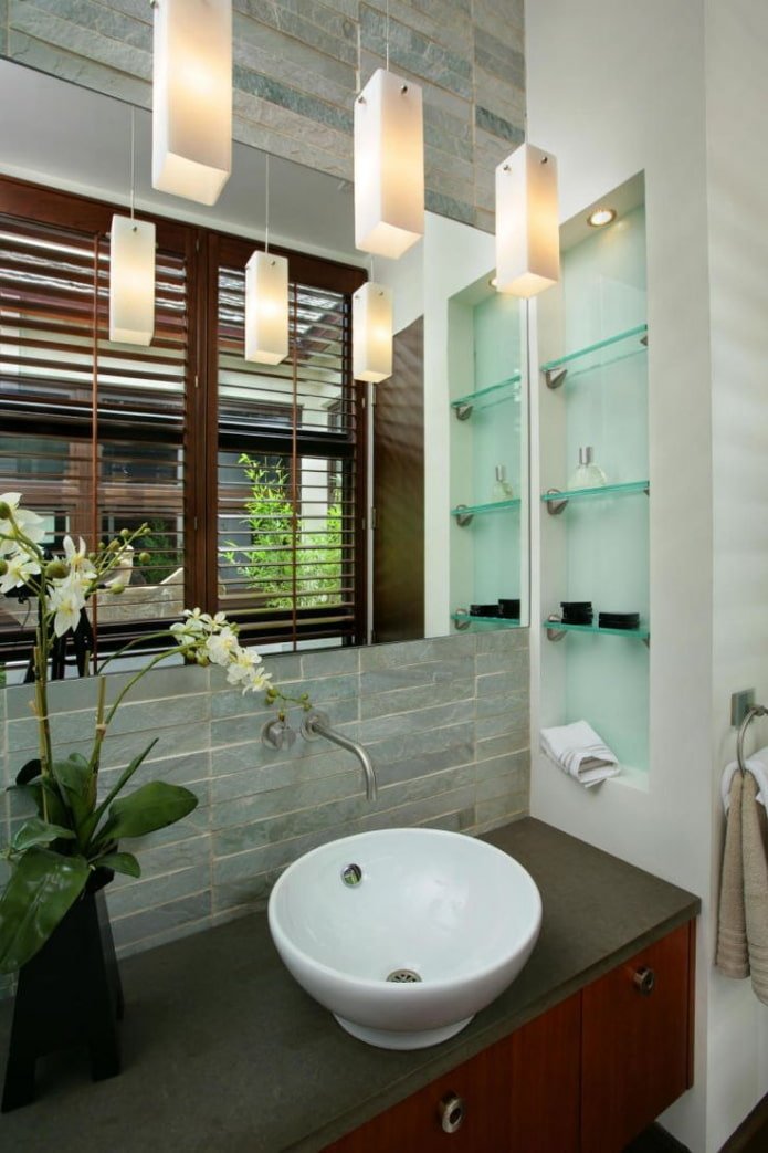 niche near the sink in the bathroom interior