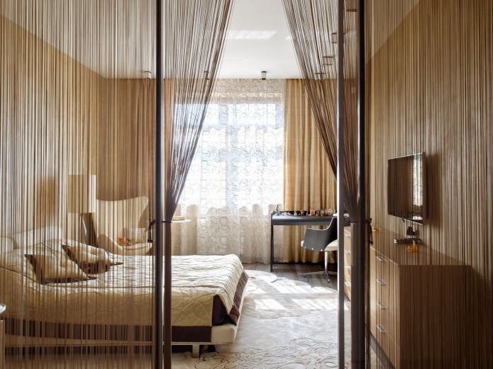 thread curtains in the bedroom