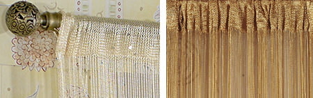 Hanging thread curtains on the curtain rod