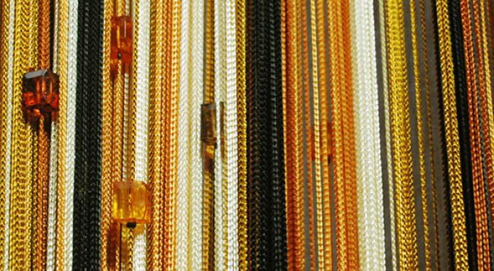 thread curtains with glass beads