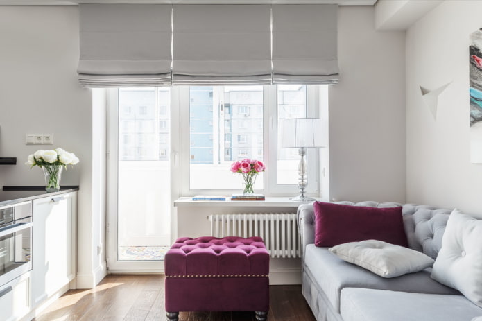 roman blinds in the living room interior