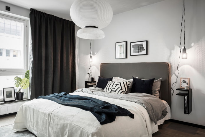 black night curtains in the bedroom