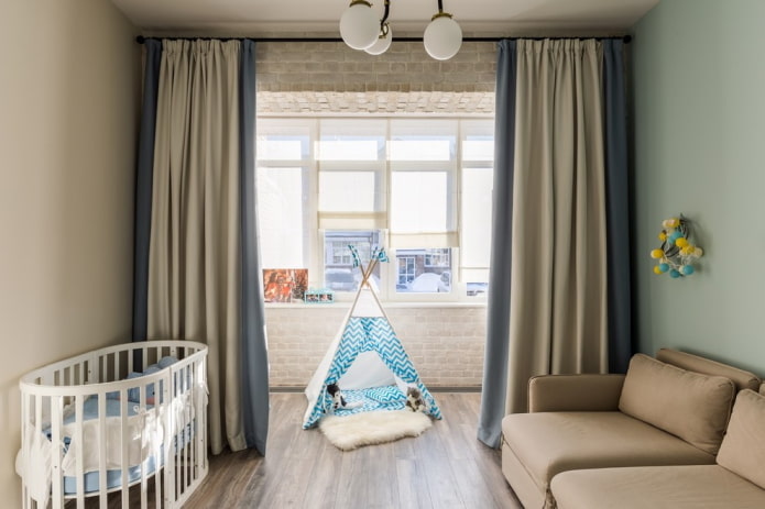 two-color night curtains in the interior