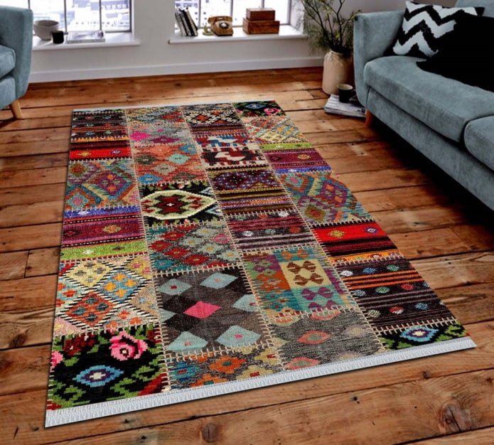 patchwork rug made of old carpets