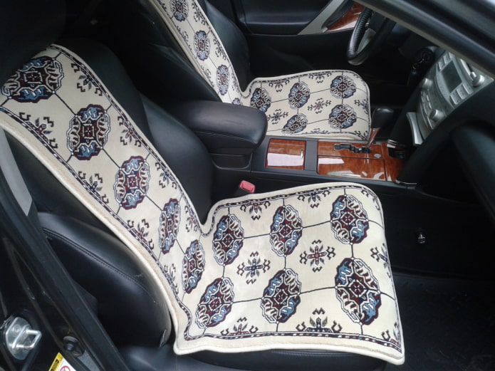 carpet seat covers in a car