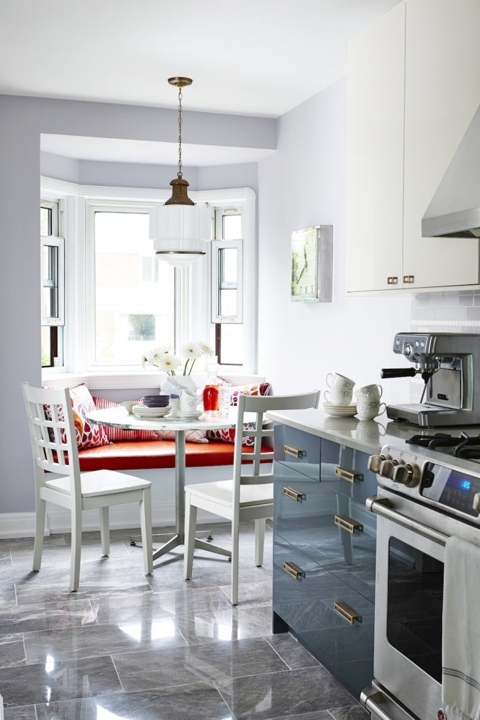 kitchen with a bay window