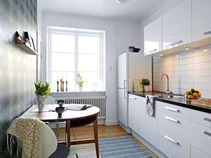 semi-oval table in the kitchen interior