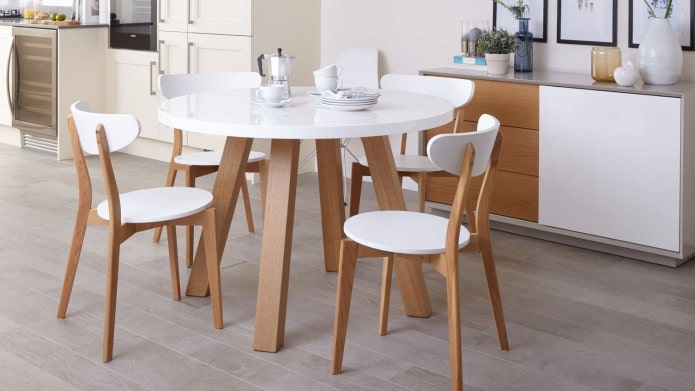 round kitchen table in the kitchen interior