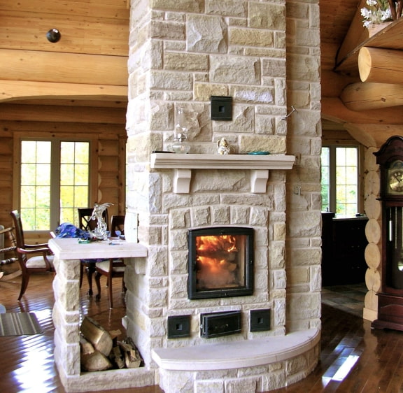 stove cladding with stone