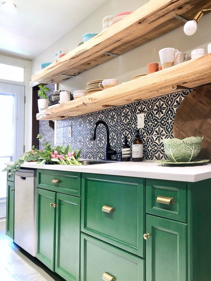 Kitchen with shelves