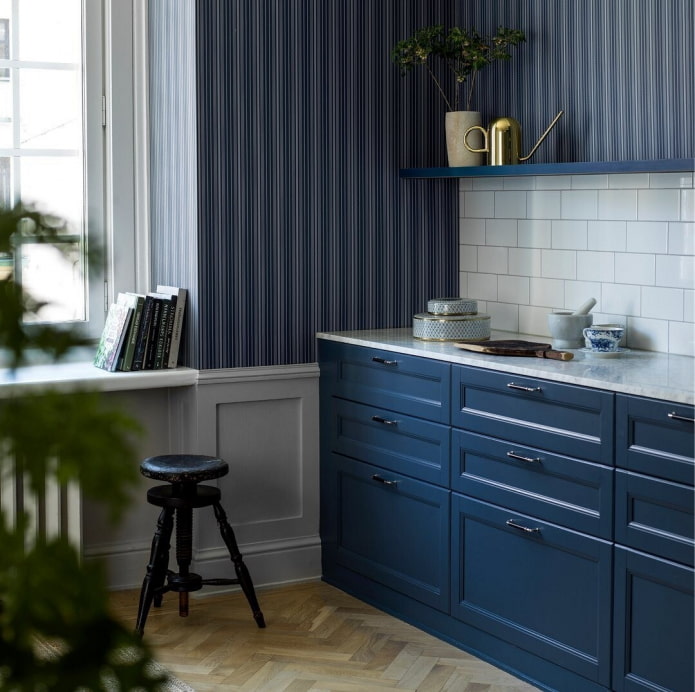 blue kitchen wallpaper