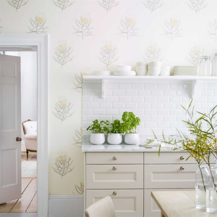 light walls in the kitchen