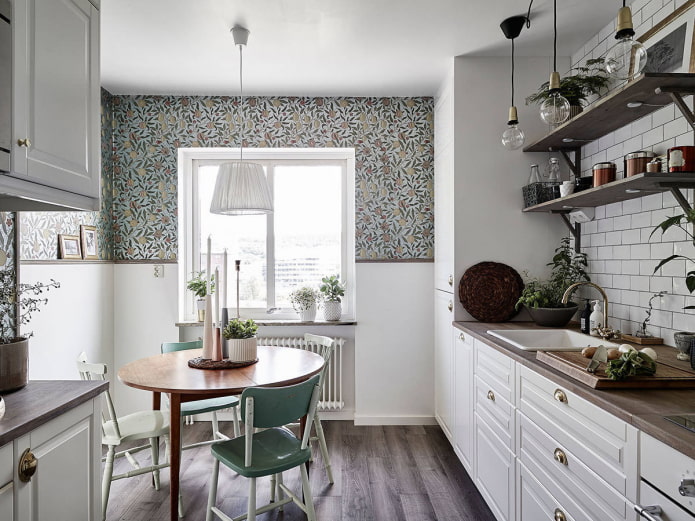 a combination of wallpaper and paint
