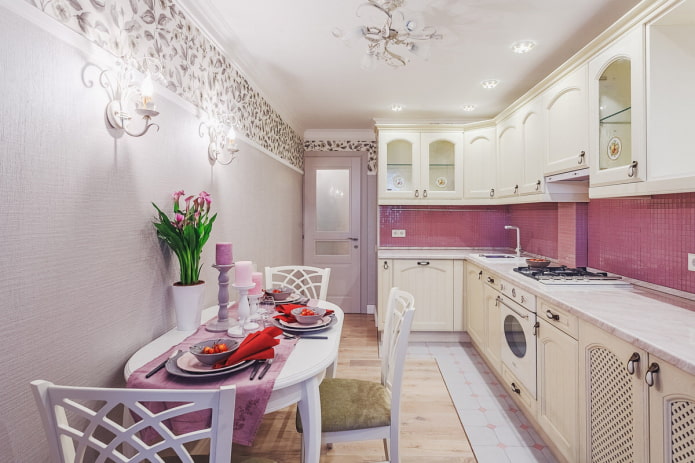 a combination of wallpaper and tiles