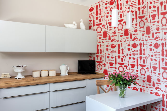 red wallpaper for the kitchen