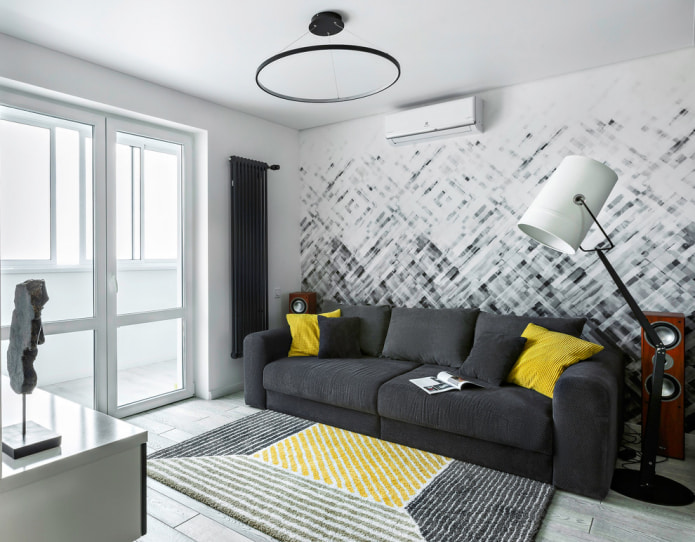 Wallpaper in a small living room