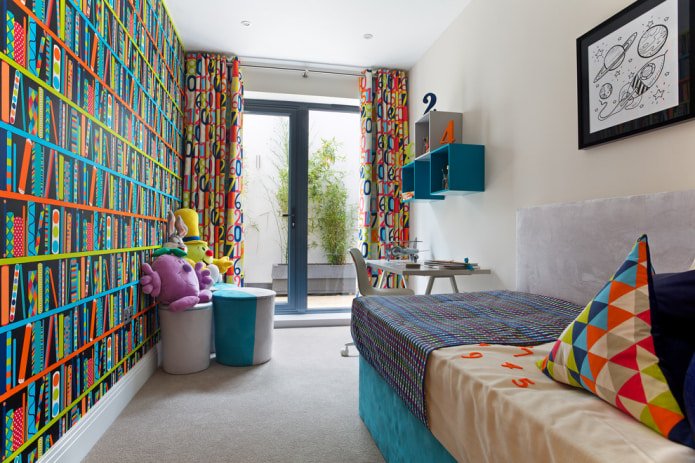 wallpaper with imitation of bookcases