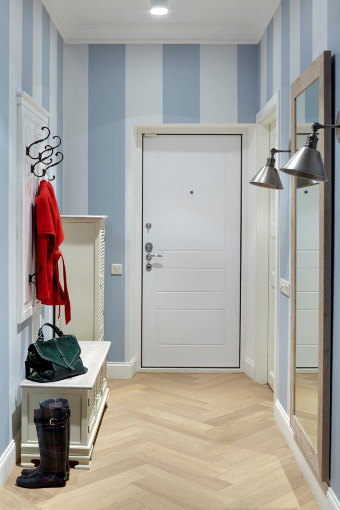 striped wallpaper in the hallway