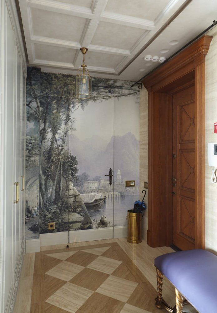 photo wallpaper in the hallway