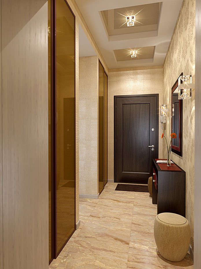 plasterboard construction with a stretch canvas in the hallway